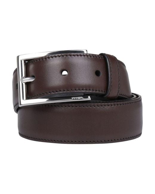 Prada Brown Square Buckle Belt for men