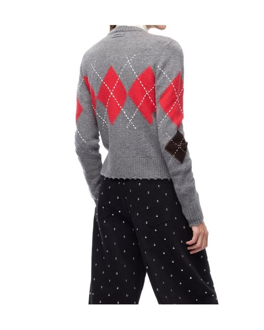 Pinko Multicolor Argyle-Intarsia Button-Up Cardigan