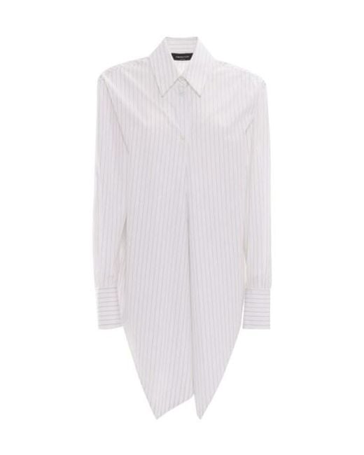 Fabiana Filippi White Crossed Front Striped Poplin Shirt