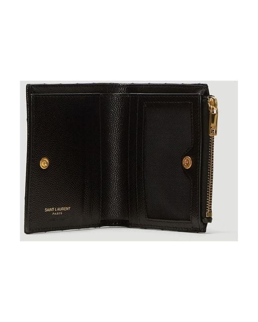 Saint Laurent Black Monogram Zipped Bi-Fold Wallet
