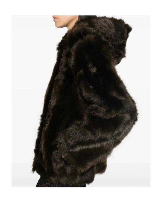 Yves Salomon Black Hooded Jacket