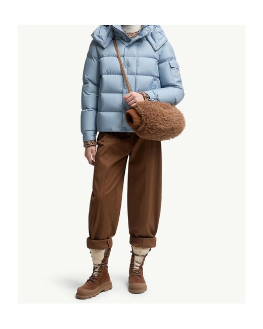 Moncler Blue Maya 70 Hooded Short Down Jacket