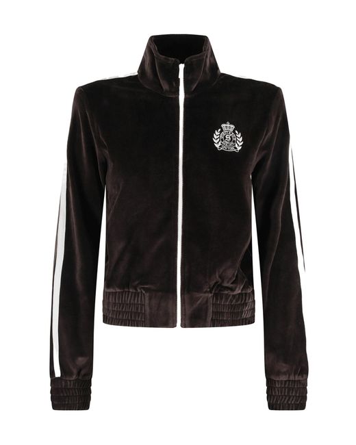 Sporty & Rich Black Striped Zip-Up Track Jacket