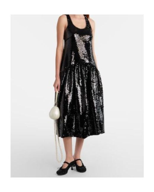 Simone Rocha Black Sequined Cocktail Dress