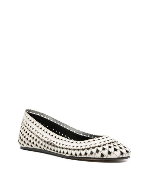 Isabel Marant White Woven Pattern Ballet Flats