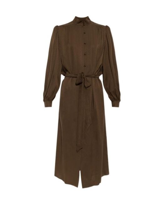 Valentino Brown Long-Sleeved Dress