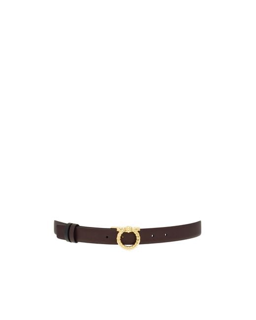 Ferragamo White Gancini-Buckle Leather Belt