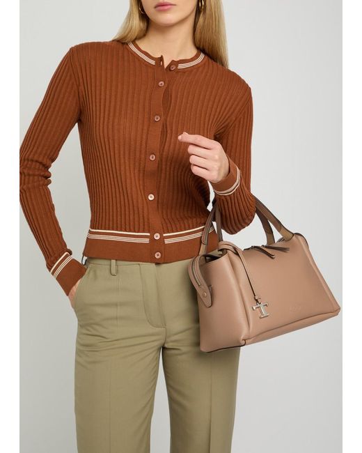 Tod's Brown Grained Leather Top Handle Bag