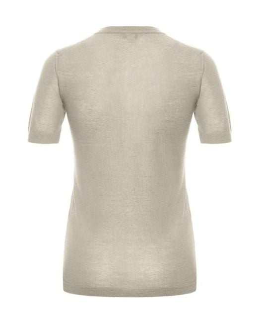 Malo White Cashmere Short-Sleeve Sweater