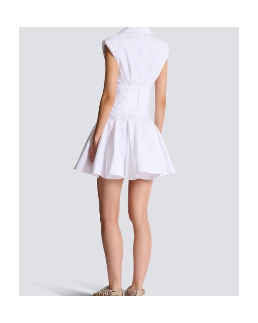 Balmain White Cotton Shirt Mini Dress