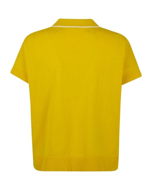 Aspesi Yellow Contrast-Trim Polo Top