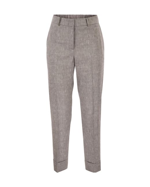 Peserico Gray Straight-Leg Cuffed Pants