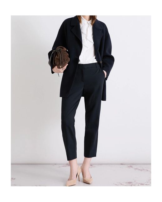 Marella Black Stretch Cotton-Blend Trousers