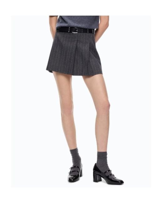 Pinko Gray Pinstriped Mini Skirt