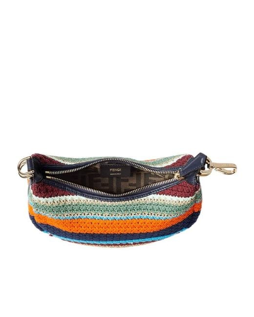 Fendi Blue Mini Graphy Crochet Cross Body Bag