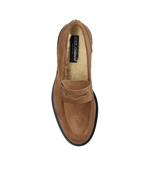Dolce & Gabbana Brown Round Toe Loafers