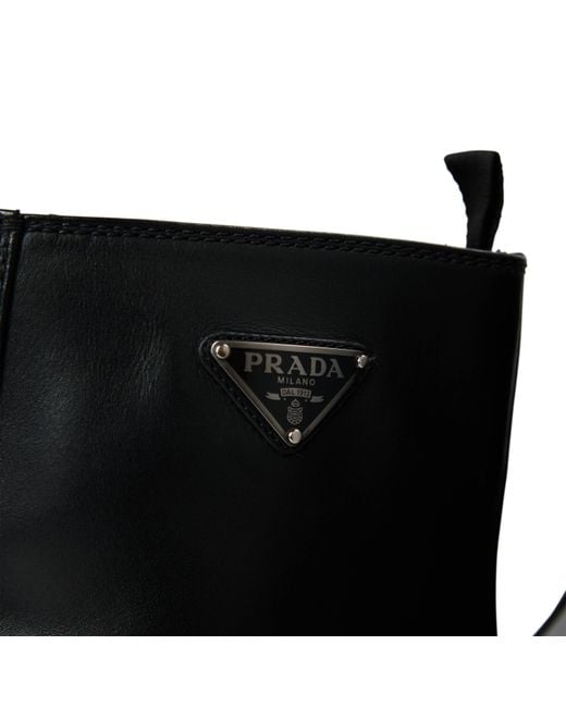 Prada Black Solid Color Ankle Boots