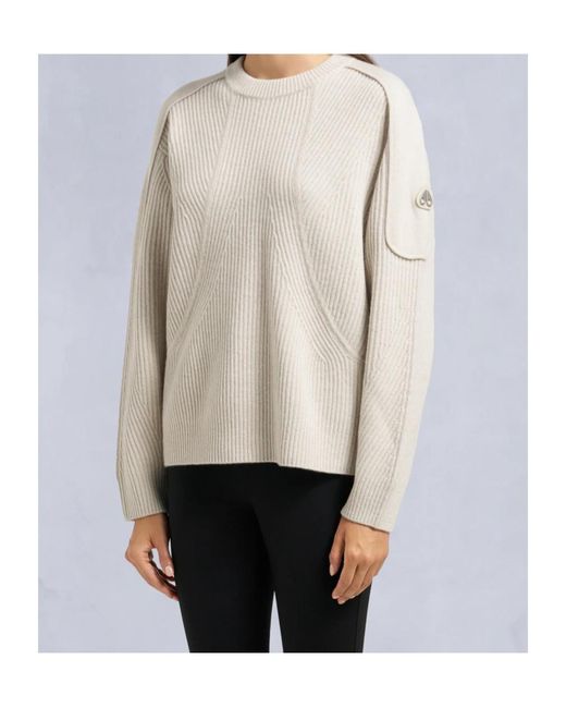 Moose Knuckles White Corina Crewneck Sweater