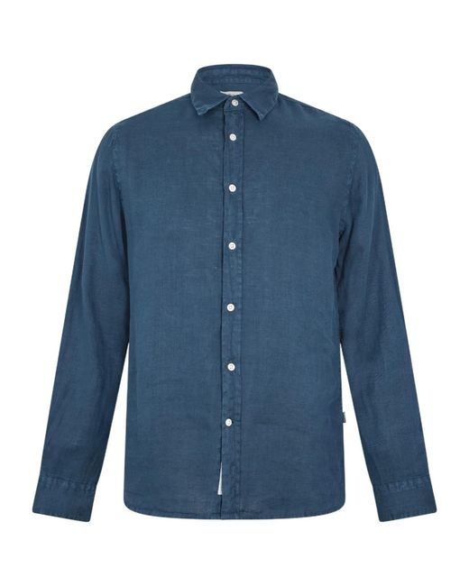 Woolrich Blue Wool Linen Shirt Sn99 for men