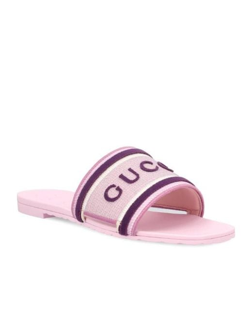 Gucci Pink Logo Lettering Slip-On Slides