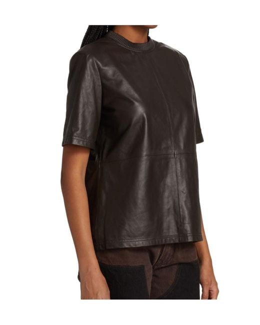 Amiri Black Crewneck Short-Sleeved Leather T-Shirt