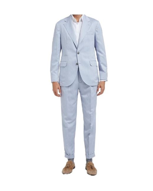 Brunello Cucinelli Blue Long-Sleeved Suit for men
