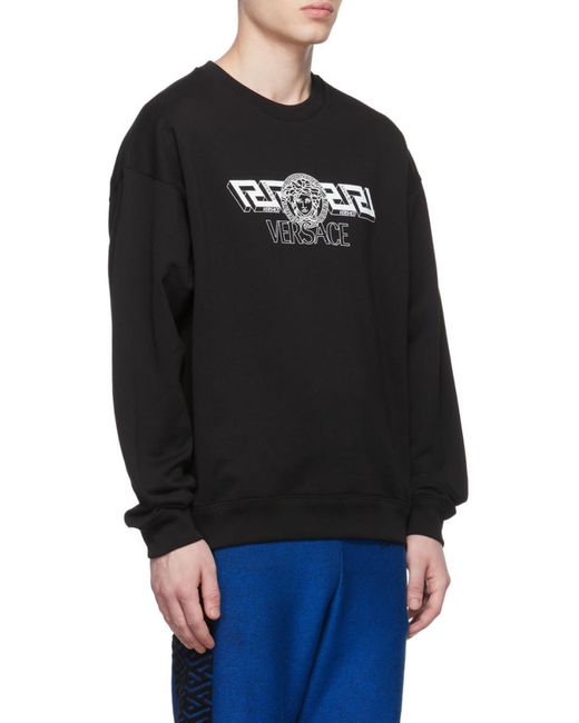 Versace Black Medusa Head Motif Crewneck Sweatshirt for men