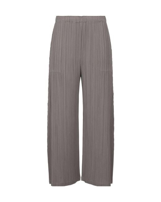 Pleats Please Issey Miyake Gray Pleats Please Issey Miyake Wide Leg Pleated Trousers