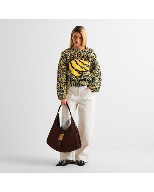 Ganni Yellow Crew Neck Knitted Top