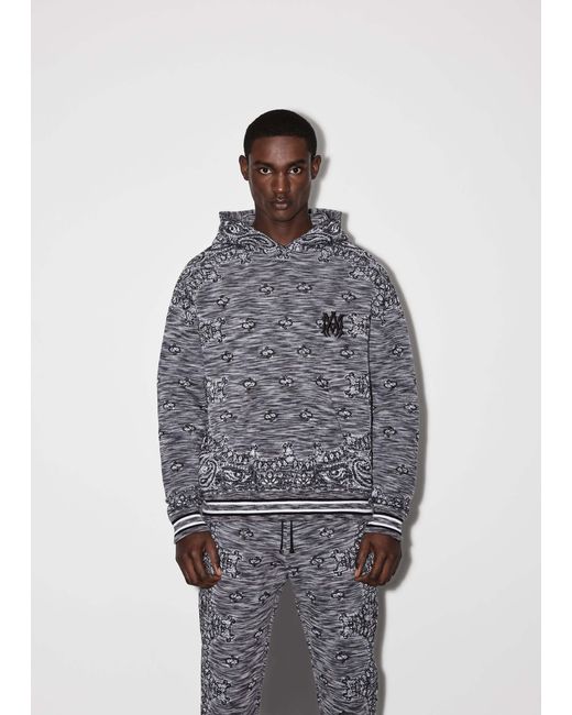 Amiri Gray Logo-Patch Pullover Hoodie for men