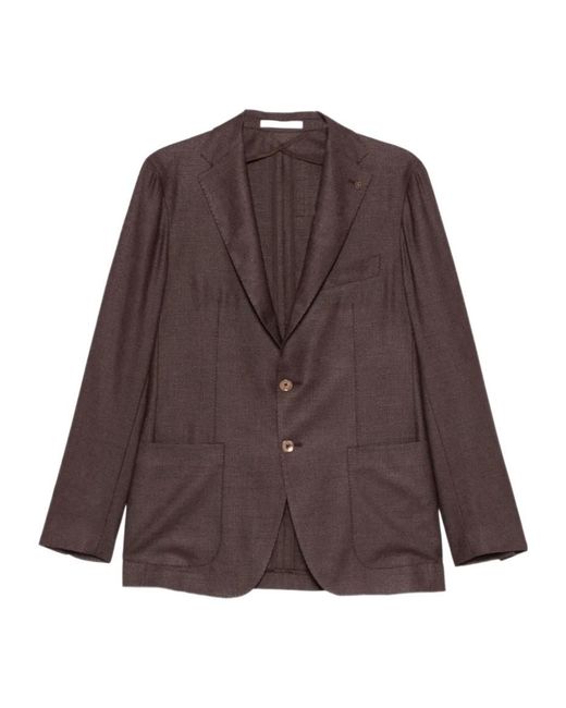 Tagliatore Brown Button-Fastening Flap-Pocket Jacket for men