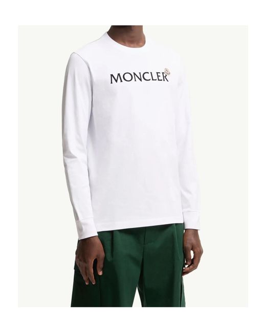 Moncler White Logoed Cotton Sweatshirt for men