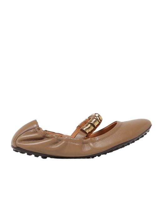 Tod's Brown Ring Embellished Ballerinas