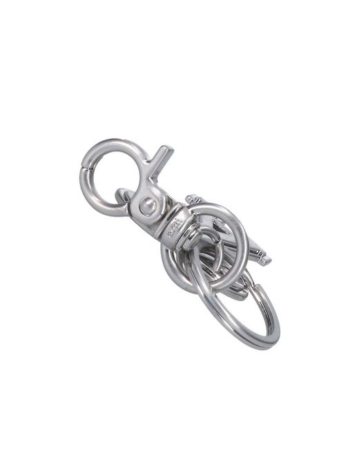 AMI White Metallic Logo-Charm Polished Finished Keyring for men