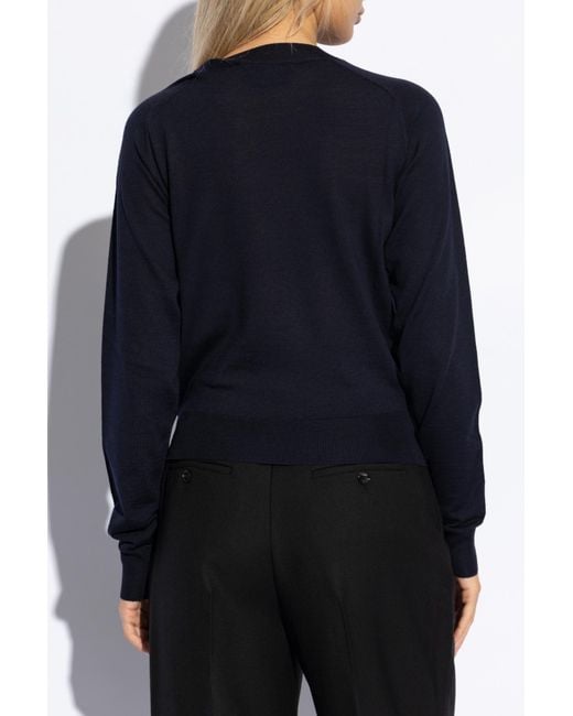 AMI Blue Ami Logo Embroidered Knitted Jumper
