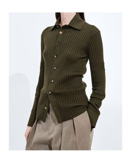 Bottega Veneta Green Ribbed Shirt