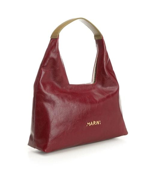 Marni Red Logo Lettering Mini Shoulder Bag