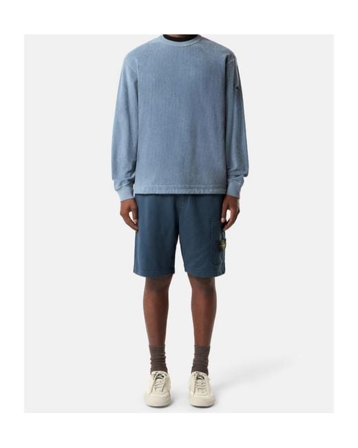 Stone Island Blue Regular-Fit Jogger Shorts With Cargo Pocket for men