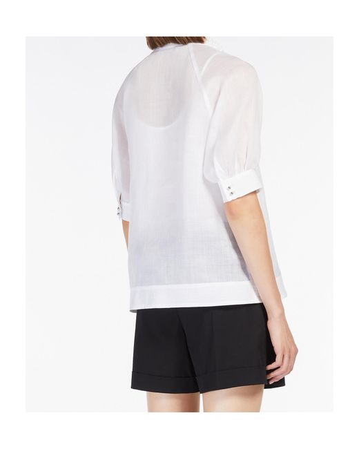 Max Mara White Studio Orvieto V-Neck Short-Sleeved Top