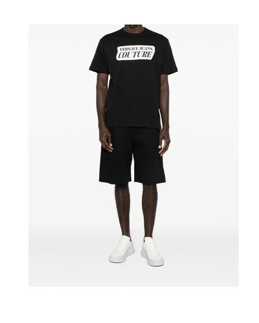Versace Black Jeans Couture Logo Printed Crewneck T-Shirt for men