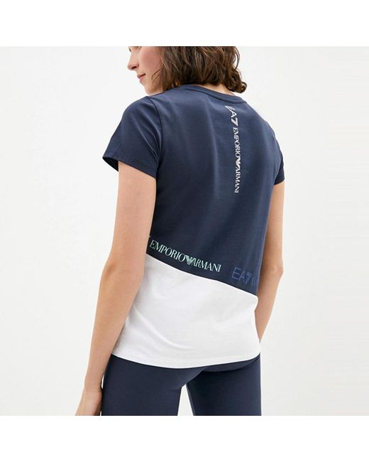 EA7 Blue T-Shirt With Round Neck And Short Sleeves