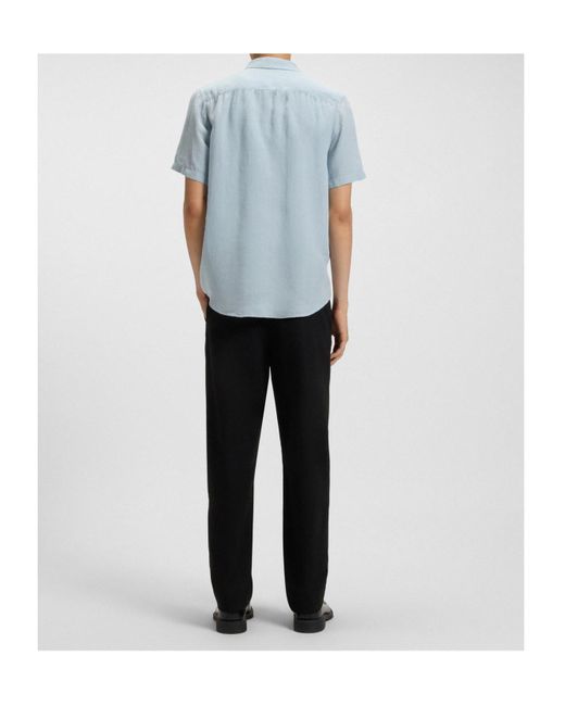 Boss Blue Short-Sleeve Button-Up Shirt for men
