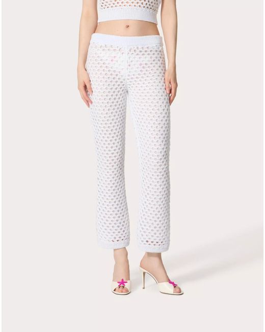 Valentino White Flared Knitted Pants