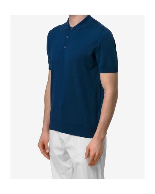 K-Way Blue Fine Knit Polo Shirt for men