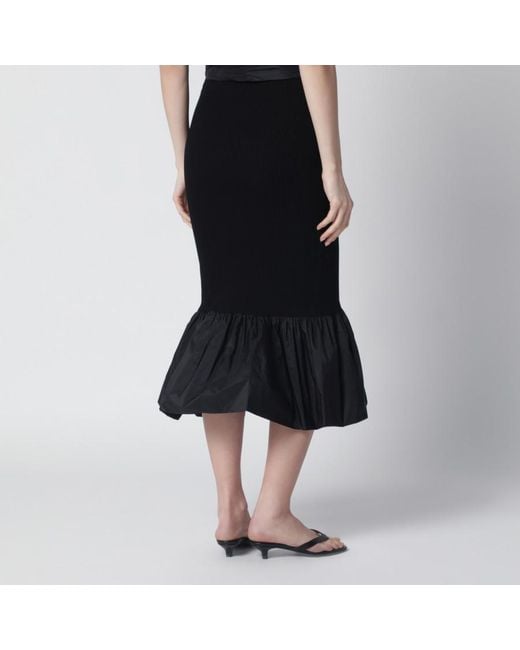 Patou Black Knitted Maxi Fitted Skirt