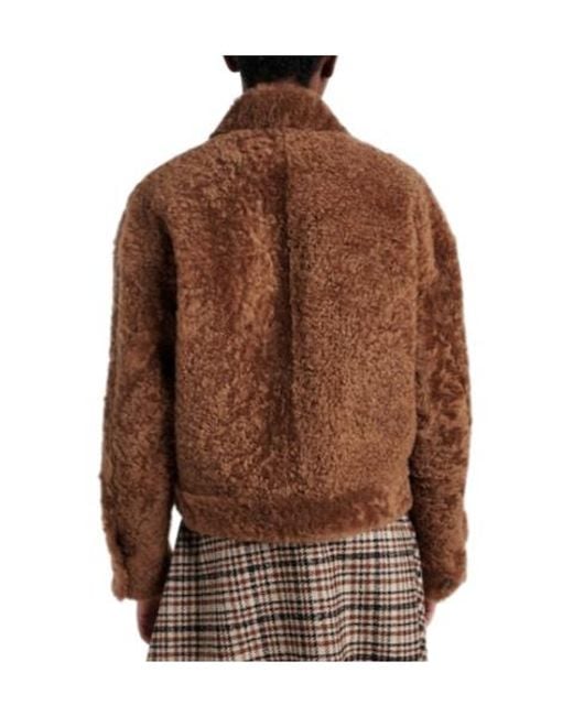 Brunello Cucinelli Brown Caramel Shearling-Style Cropped Jacket