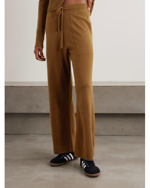 LeKasha Brown Suria Organic Cashmere Wide-Leg Pants