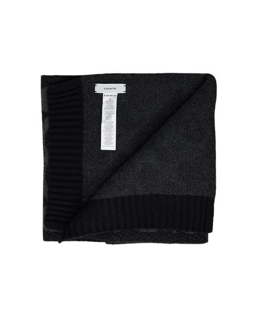 COACH Black Ribbed Scarf for men