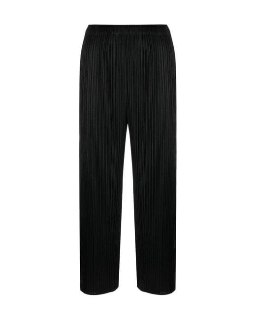 Pleats Please Issey Miyake Black Straight-Leg Pleated Casual Pants