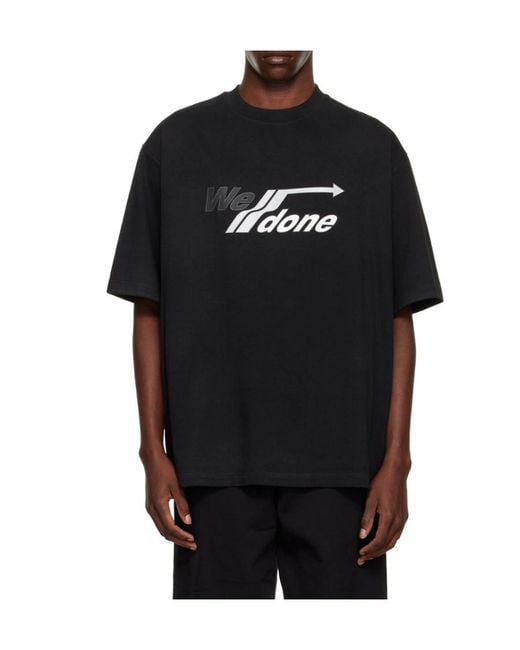 we11done Black Logo Round-Neck T-Shirt for men